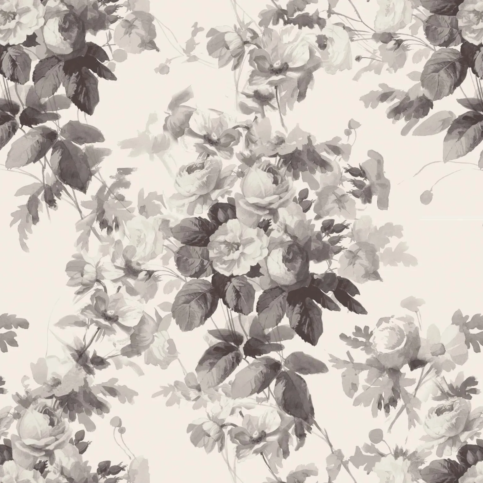 LONDON ROSE Traditional Wallpaper - Smoke Grey