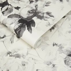LONDON ROSE Traditional Wallpaper - Smoke Grey